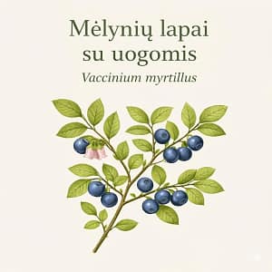 Mėlynių lapai su uogomis melyniu lapai su uogomis